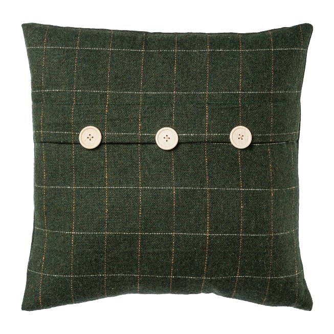 Fabric cushion checkered with buttons
