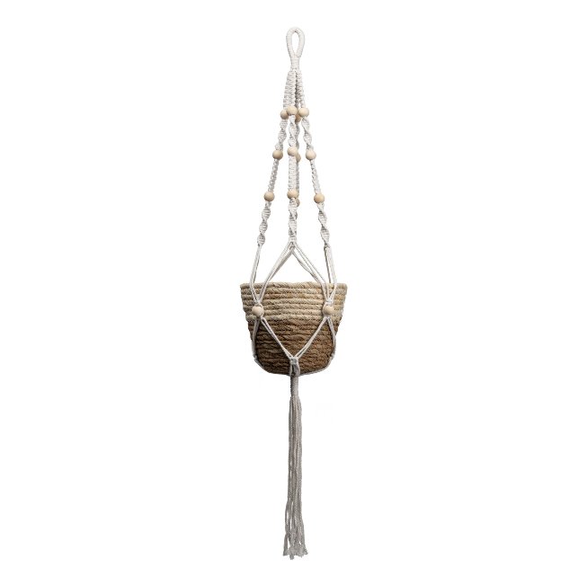 Macrame cotton hanging basket