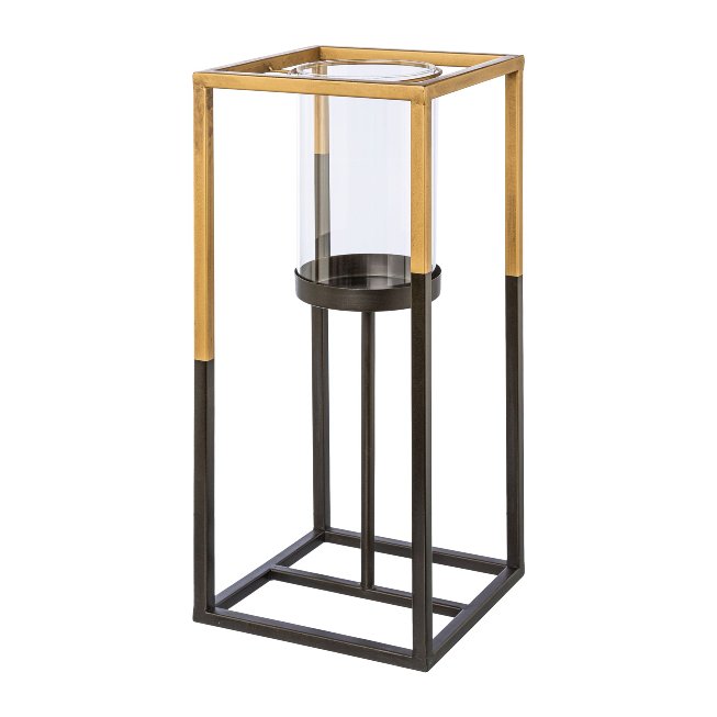 Metall Rahmen Kerzenhalter m.Glas GOLDEN TOUCH