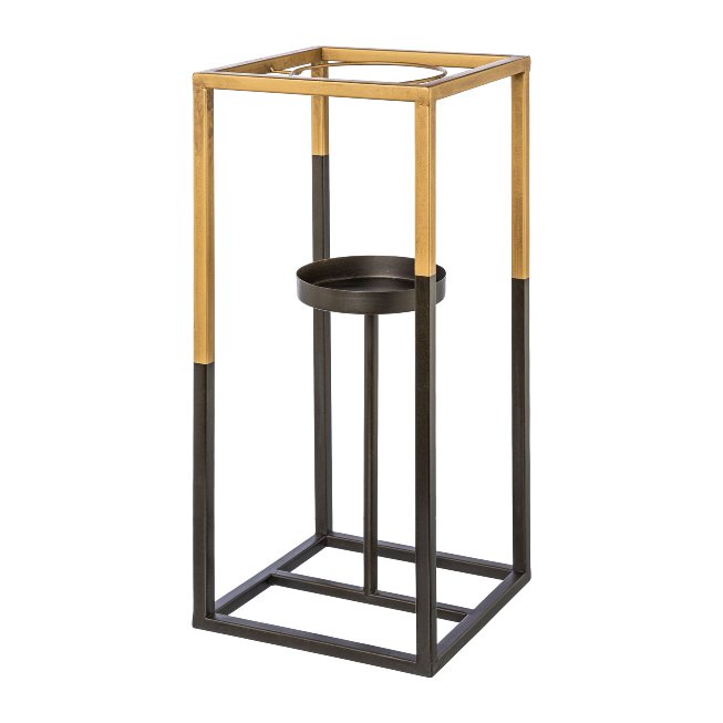Metall Rahmen Kerzenhalter m.Glas GOLDEN TOUCH