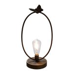 Lamp with retro light bulb with metal ring and butterfly decoration