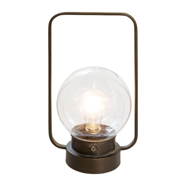 Lamp with big bulb with metal ring and LED