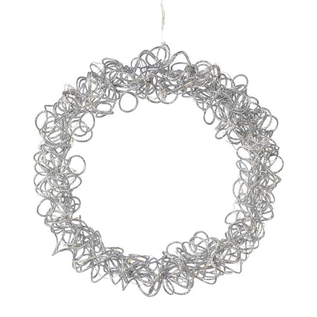 Metal wire wreath for hanging, with 30 LED
