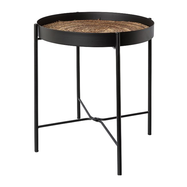 Metal Side Table with Natural