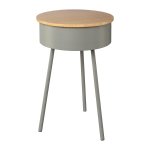 Metal side table with wood cover