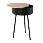 Metal side table with wooden cover