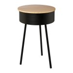Metal side table with wooden cover