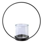 Wind light glass in metal ring 22x8x22cm