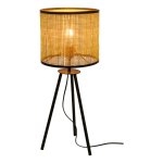 Lamp frame on legs and woven rattan