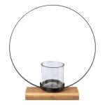 Teelichthalter aus Glas mit Metallring 35x8x39cm