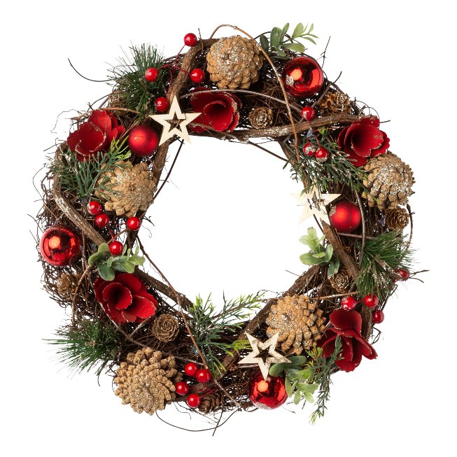Decorative wreath with cones 34x34x8cm
